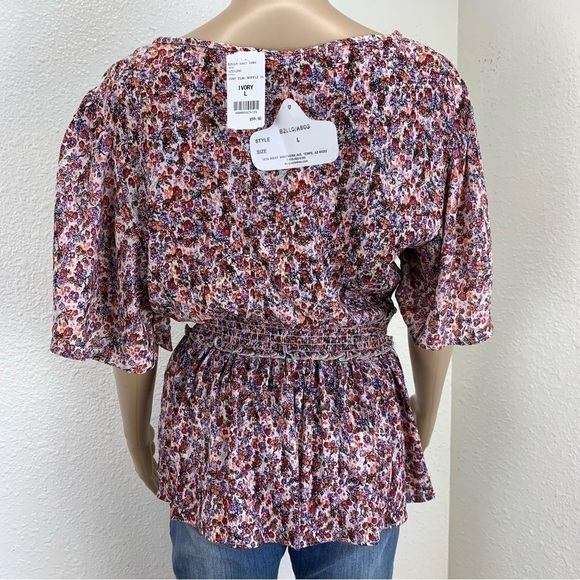 Angie Short Sleeve Surplice Floral Printed Tie Woven Top S Liberty floral - Picture 6 of 8